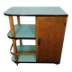 Desserte bar roulant années 50 formica bleu