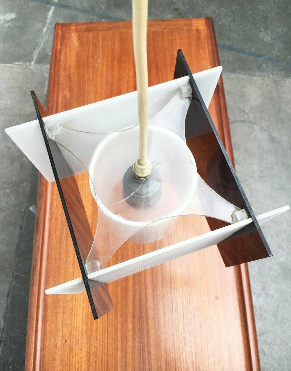 Mid-century space style acrylic cube pendant lamp, 1960s