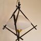 Opaline and metal triangular pendant light from Maison Lunel, 1950