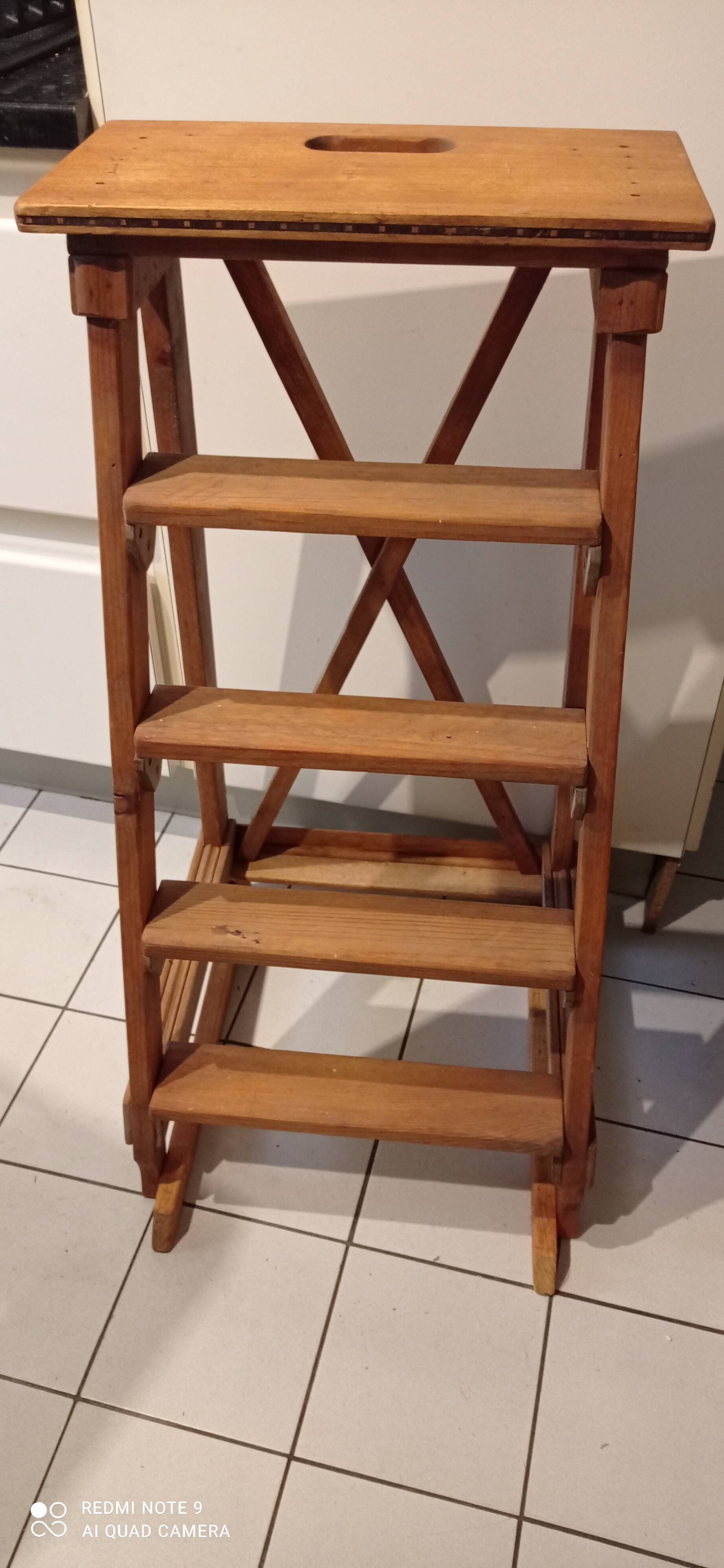 Old vintage wooden painter's stepladder