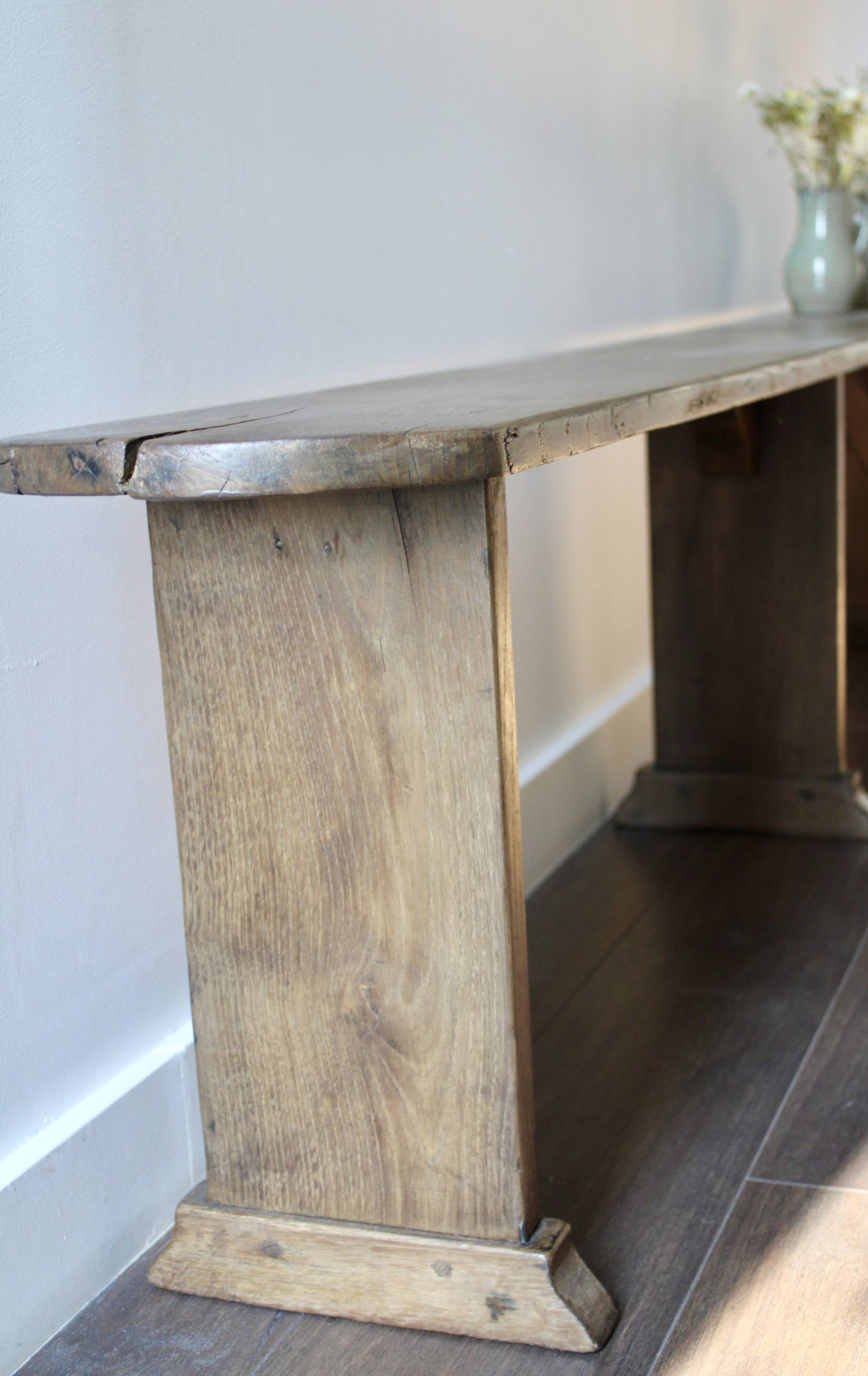 Solid oak farm bench