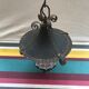 Old black forged iron suspension - vintage moulded glass reflector