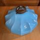 Old Suspension Opaline Blue Lampshade White Interior + Brass #E