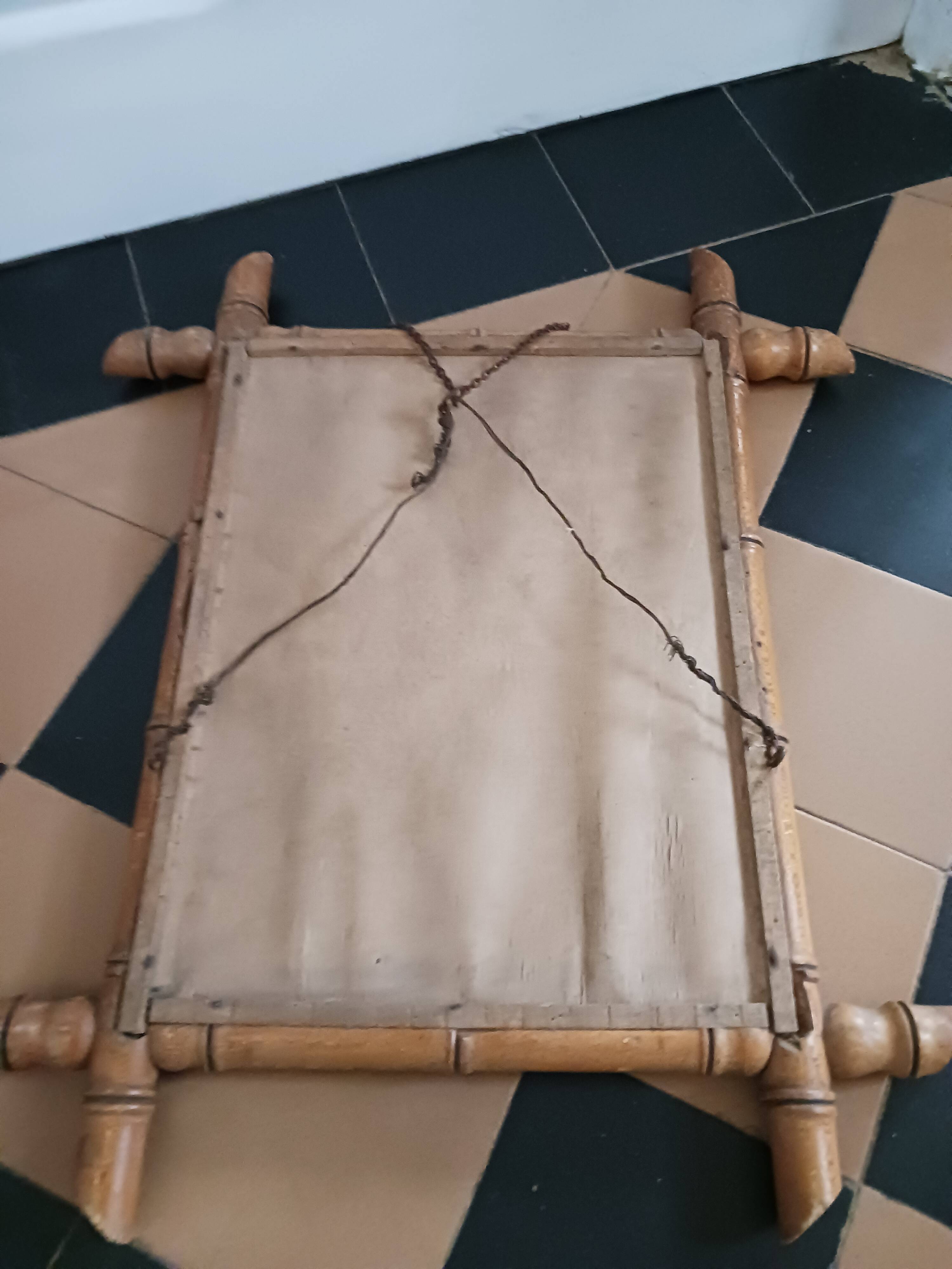 Old "bamboo" mirror, in wood.
