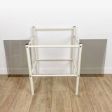 Pair of metal bedside tables and double smoked glass top from the 80s