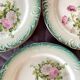 12 Dessert Plates Gien Year 1930 Decor of Roses Green Border