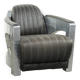Comfortable cow leather aviator design armchair finished with aluminium