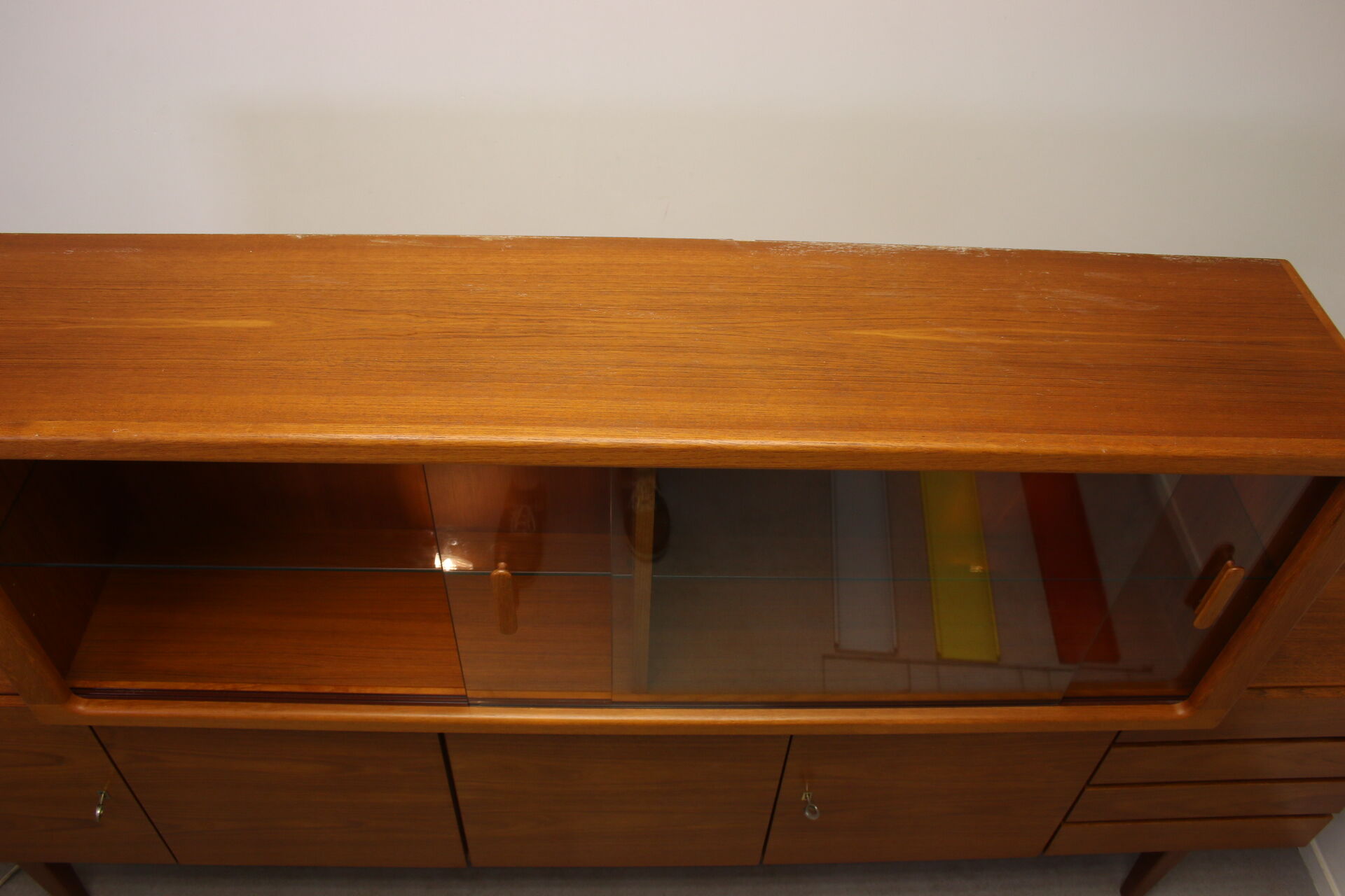 johannes Andersen teak lighted display cabine For Silkeborg Denmark