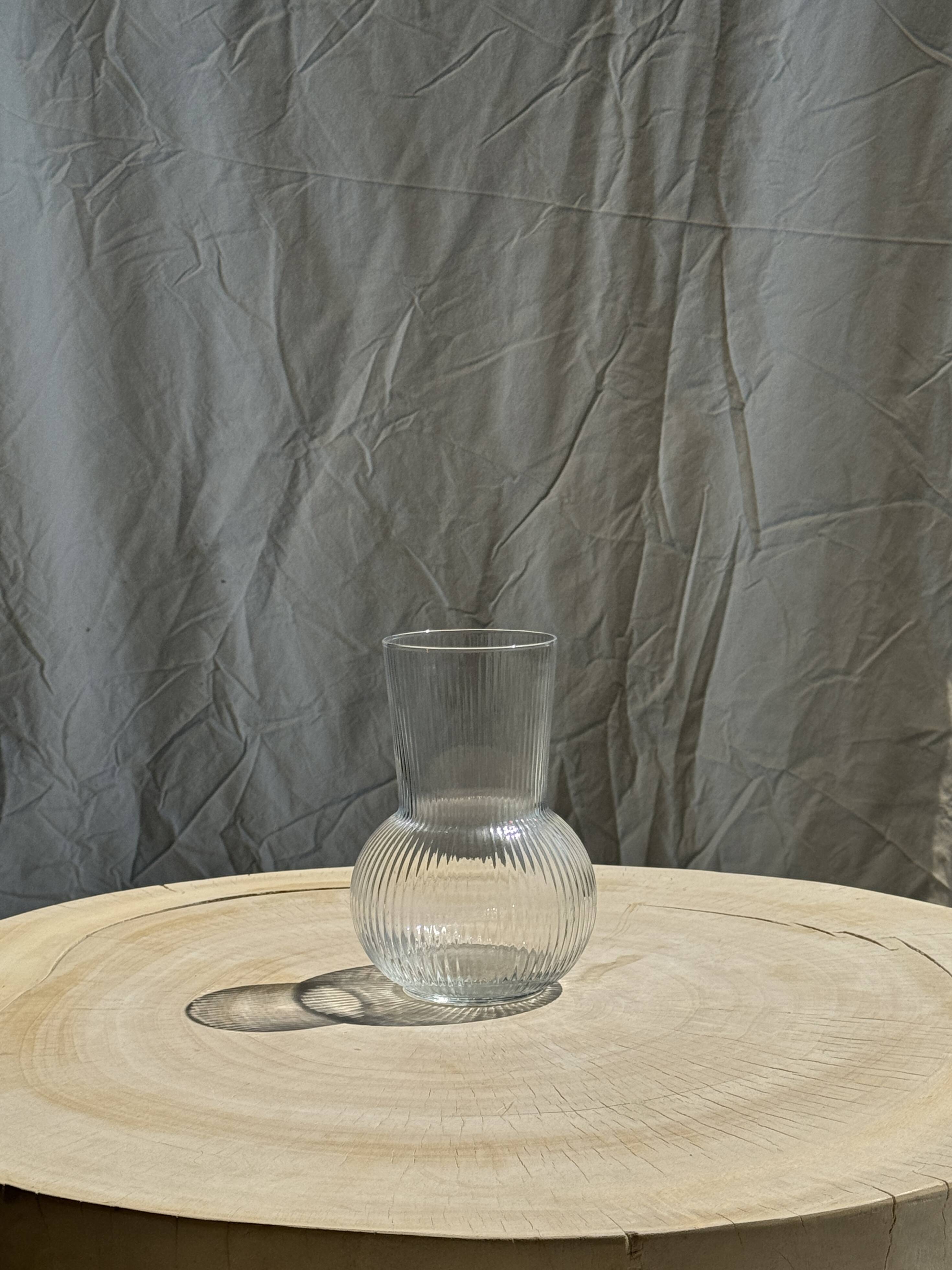 Ribbed glass ball vase