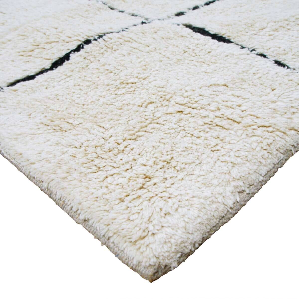 Berber rug 200x300 cm white with black grid