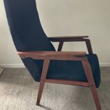 Scandinavian armchair in teak and velvet from the 60s