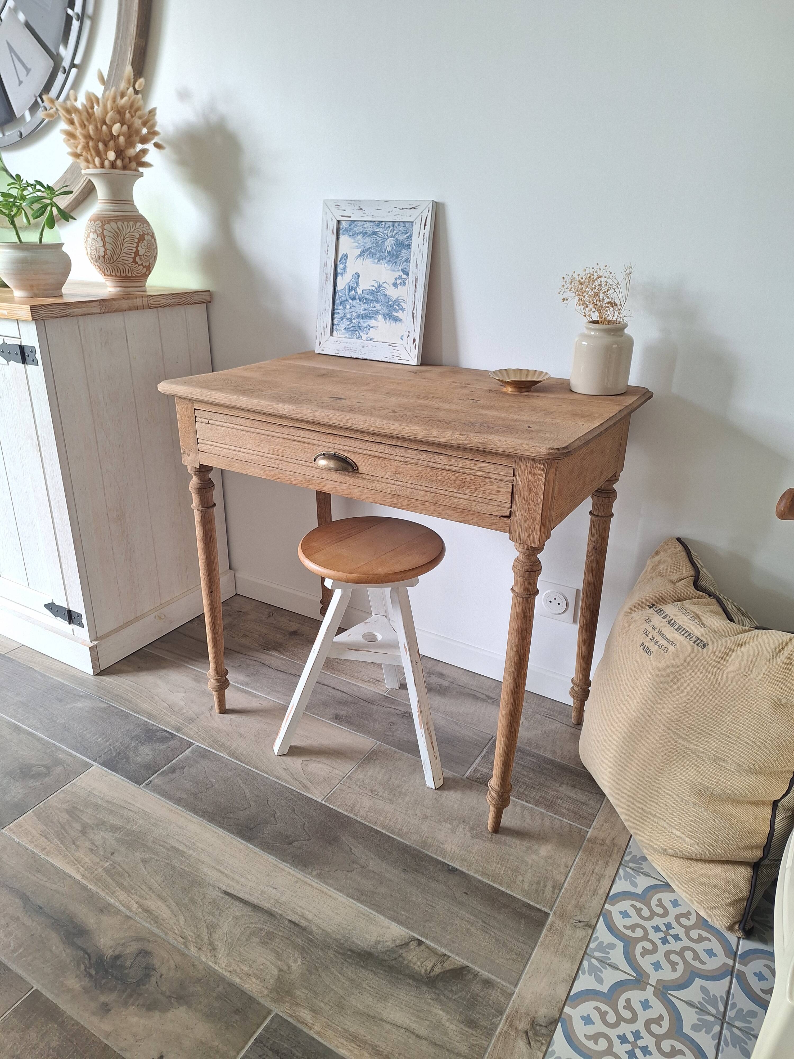 Farmhouse desk / console / side table in solid oak, country style.