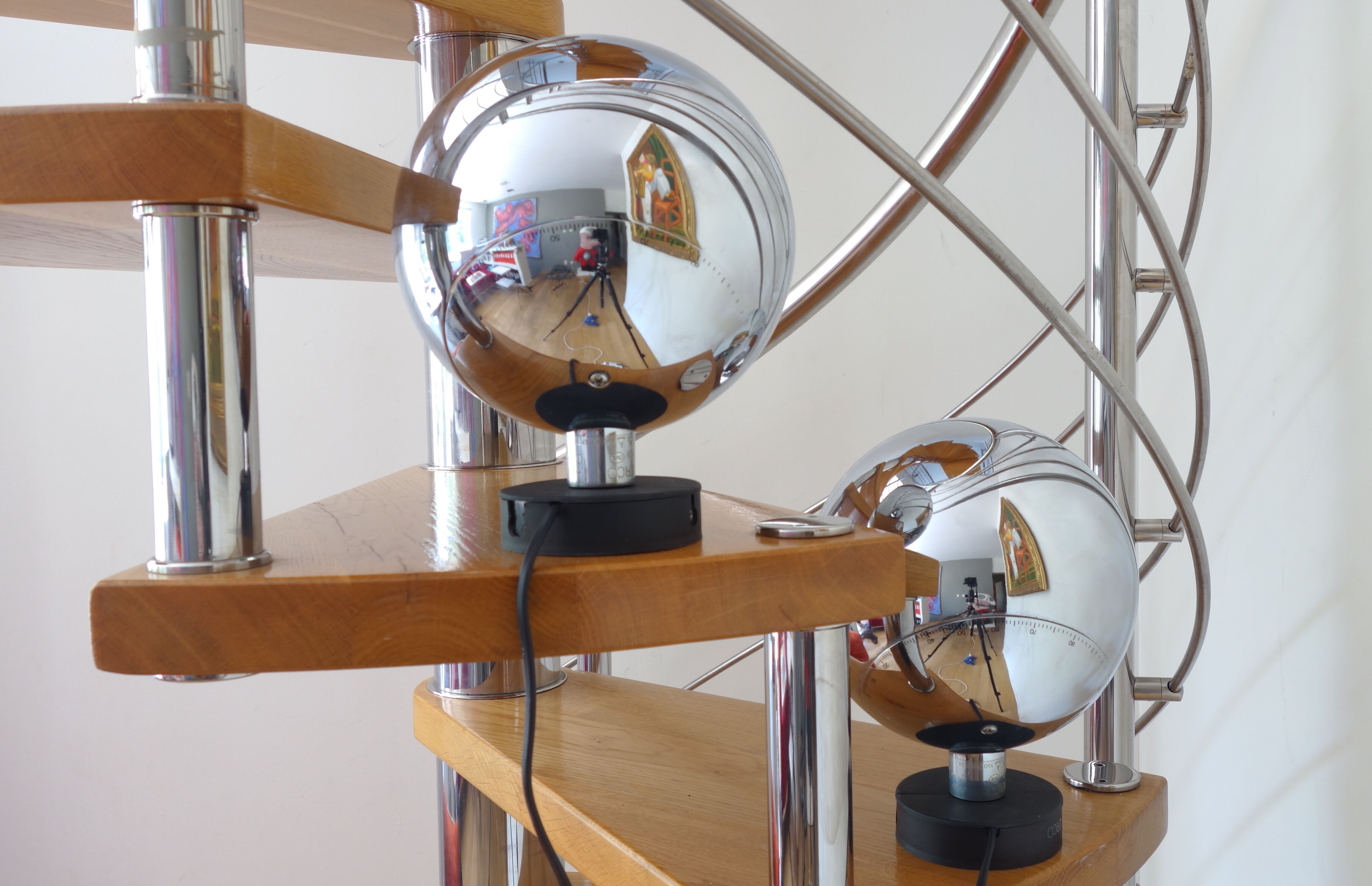 Pair of spherical table lamps circa 1970