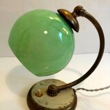 Brass table lamp, 30s-40s, clichy glass globe