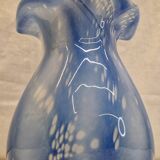 Vase ancien verre soufflé Bleu et blanc rétro vintage