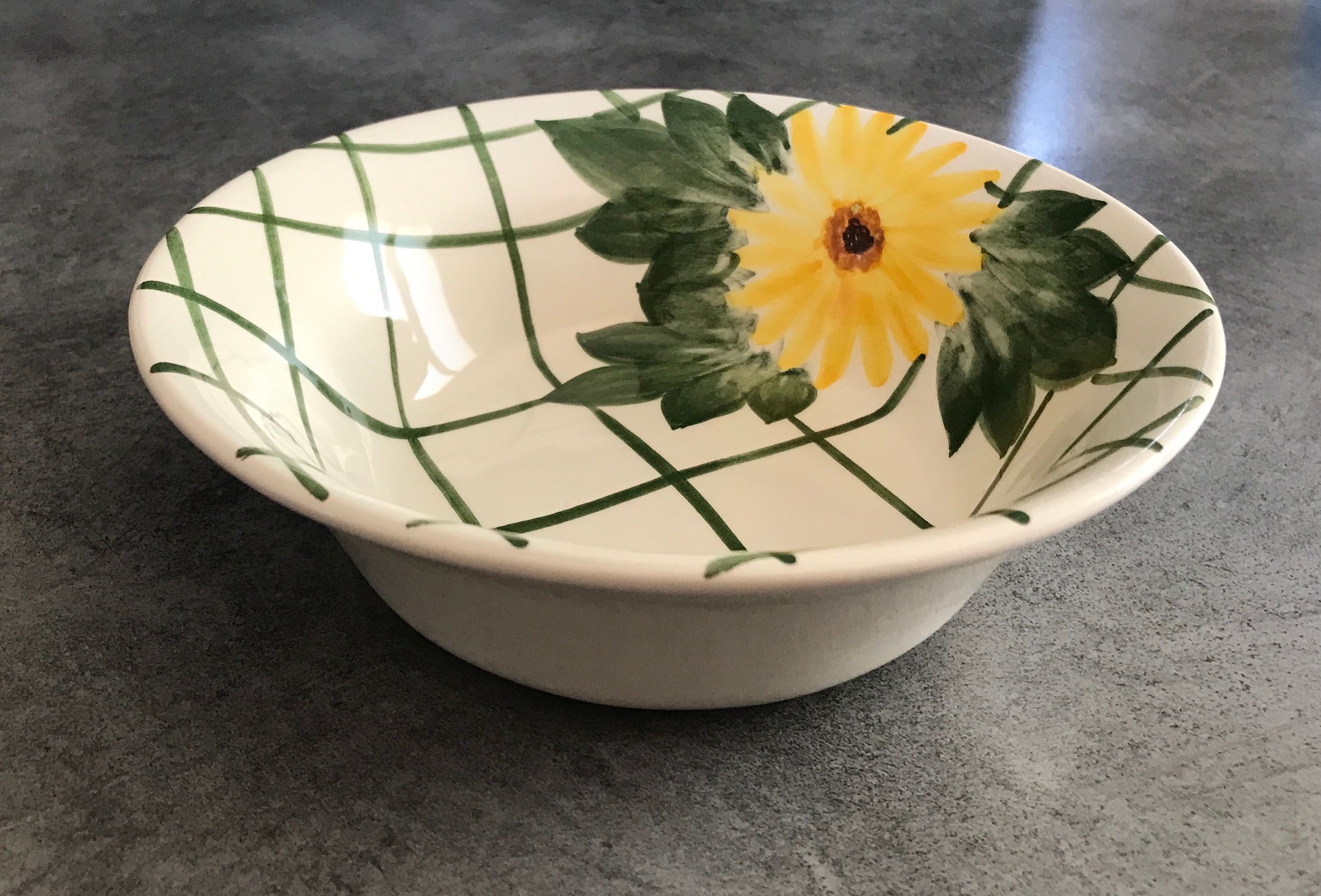 Cup vintage in ceramic enamelled signed fleur peinture decoration