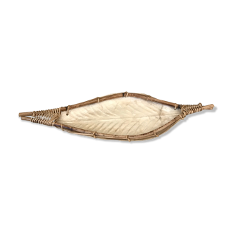 Mother-of-pearl and rattan trinket bowl