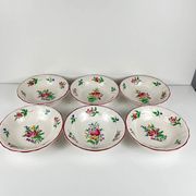 Set of 6 bowls, Réverbère model by KG Lunéville, tulip and rose pattern.