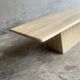 Light beige travertine Italian minimalist coffee table, solid natural stone 1980s