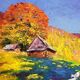 Peinture à l'huile "Rêvant des montagnes des Carpates en automne" par Boris Petrovich Serdyuk