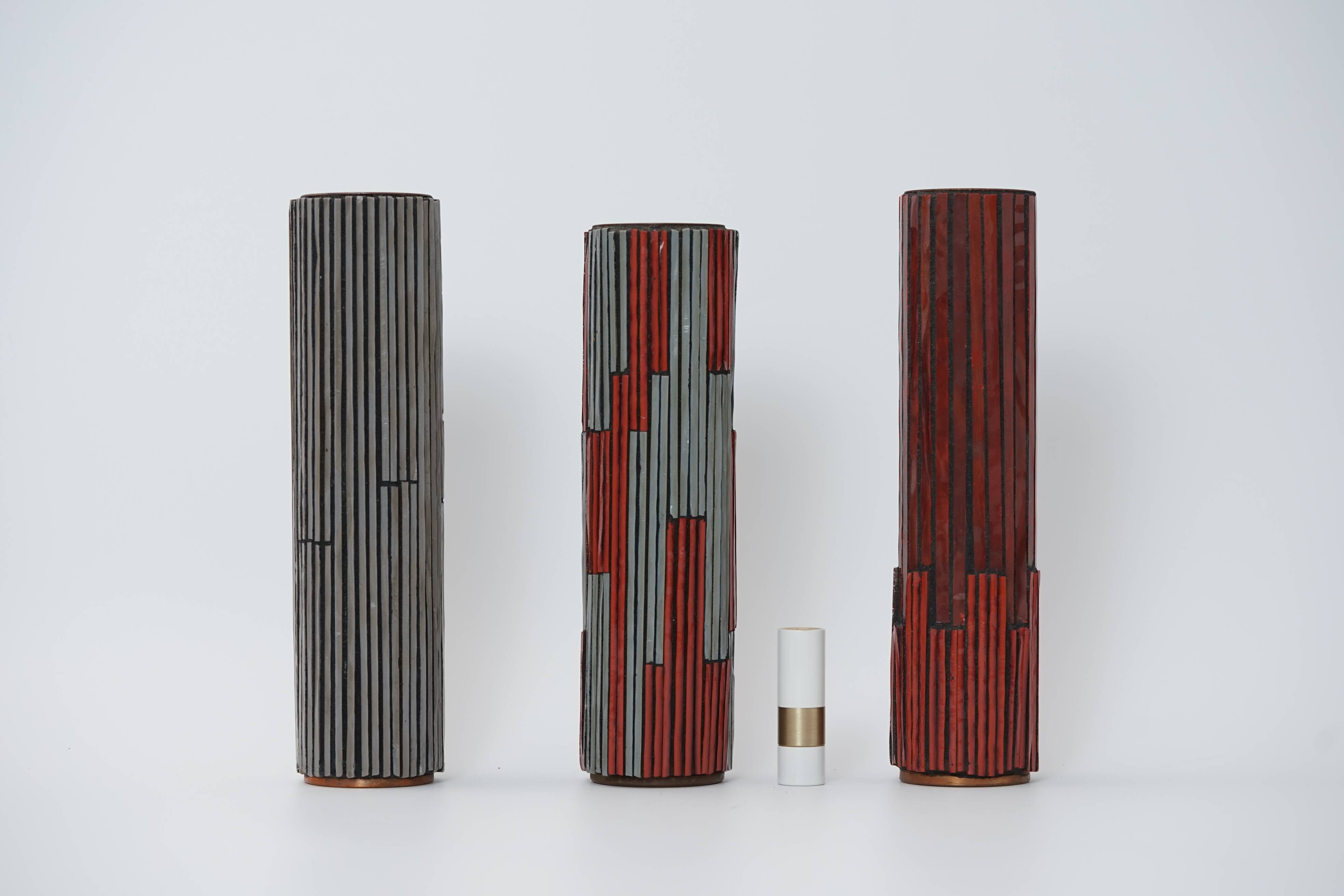 Vintage Pottery Mosaic Vases by W. Zimmermann for Ritter