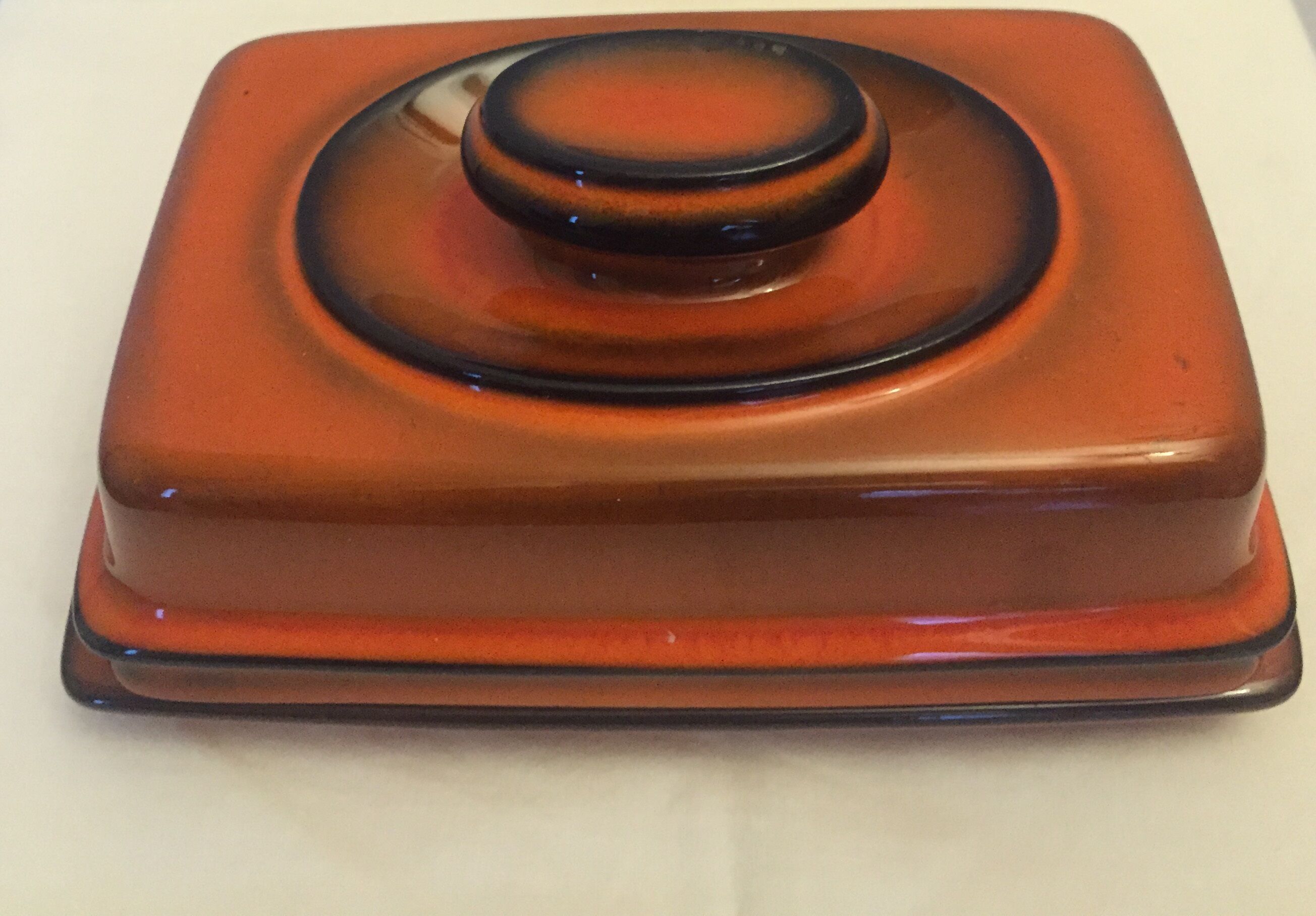 Red ceramic butter dish