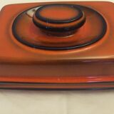 Red ceramic butter dish