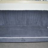 Blue fabric cocktail canapé with beech legs, 1950s style.