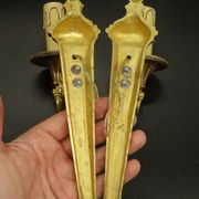 Pair of 1-light louis xvi style wall lights from lucien gau, paris - bronze