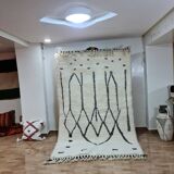 Authentic Beni Ourain Rug 250x150 cm - Black and White Geometric Design