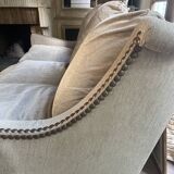 Beige velvet sofa