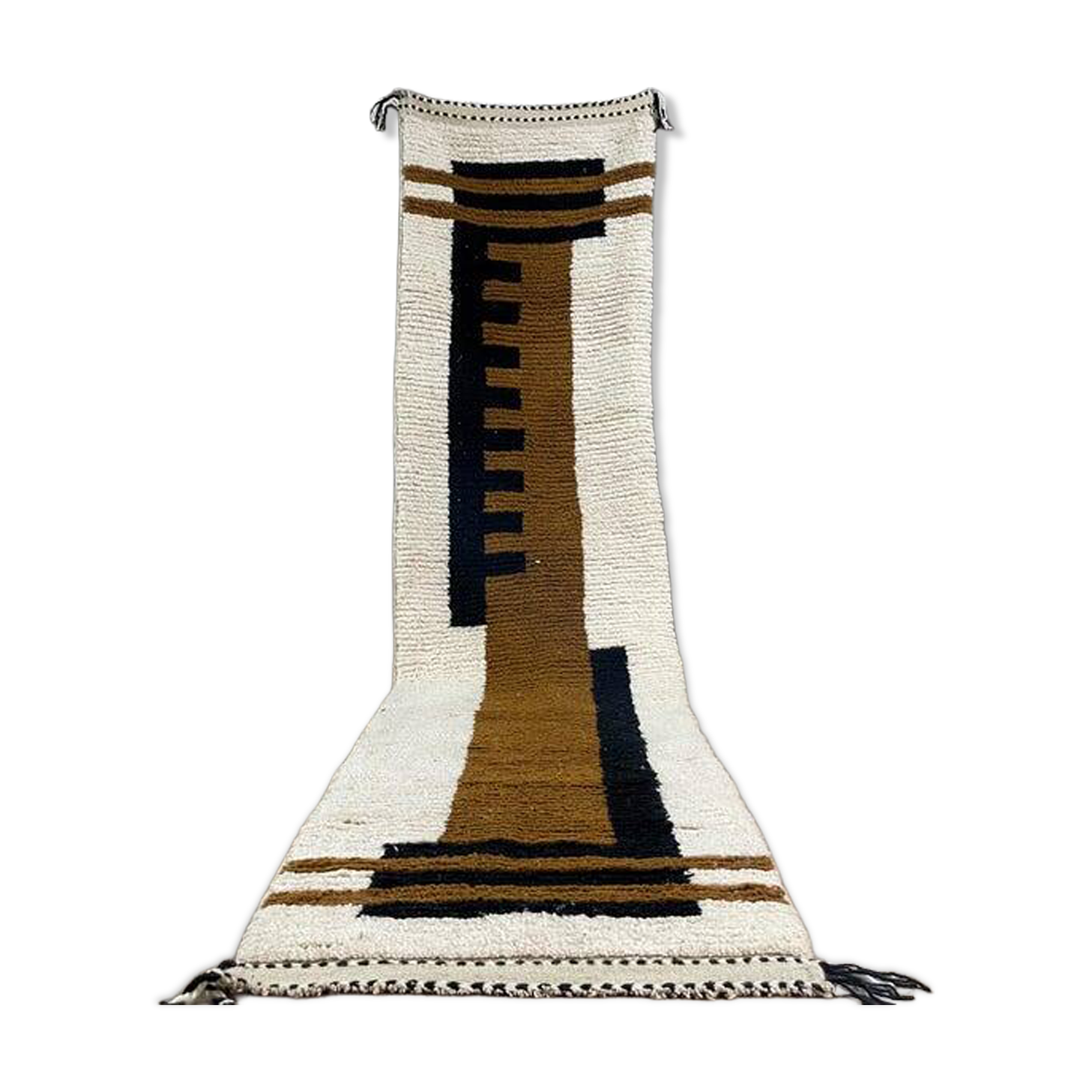 Handmade pure wool runner rug, size 75/300 cm.