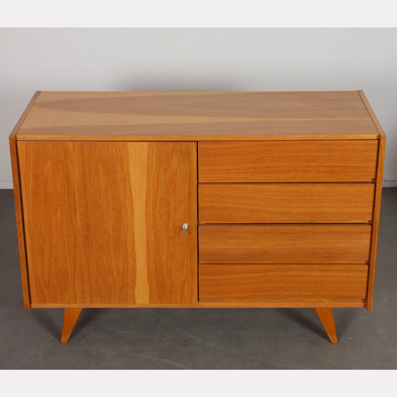 Vintage oak chest of drawers by Jiri Jiroutek model U-458 1960