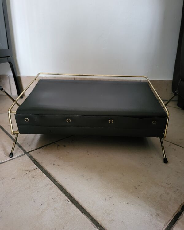 Porte-revues Vintage en métal doré et vinyle noir Porte Journaux