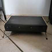 Vintage metal magazine rack in gold and black vinyl Newspaper holder