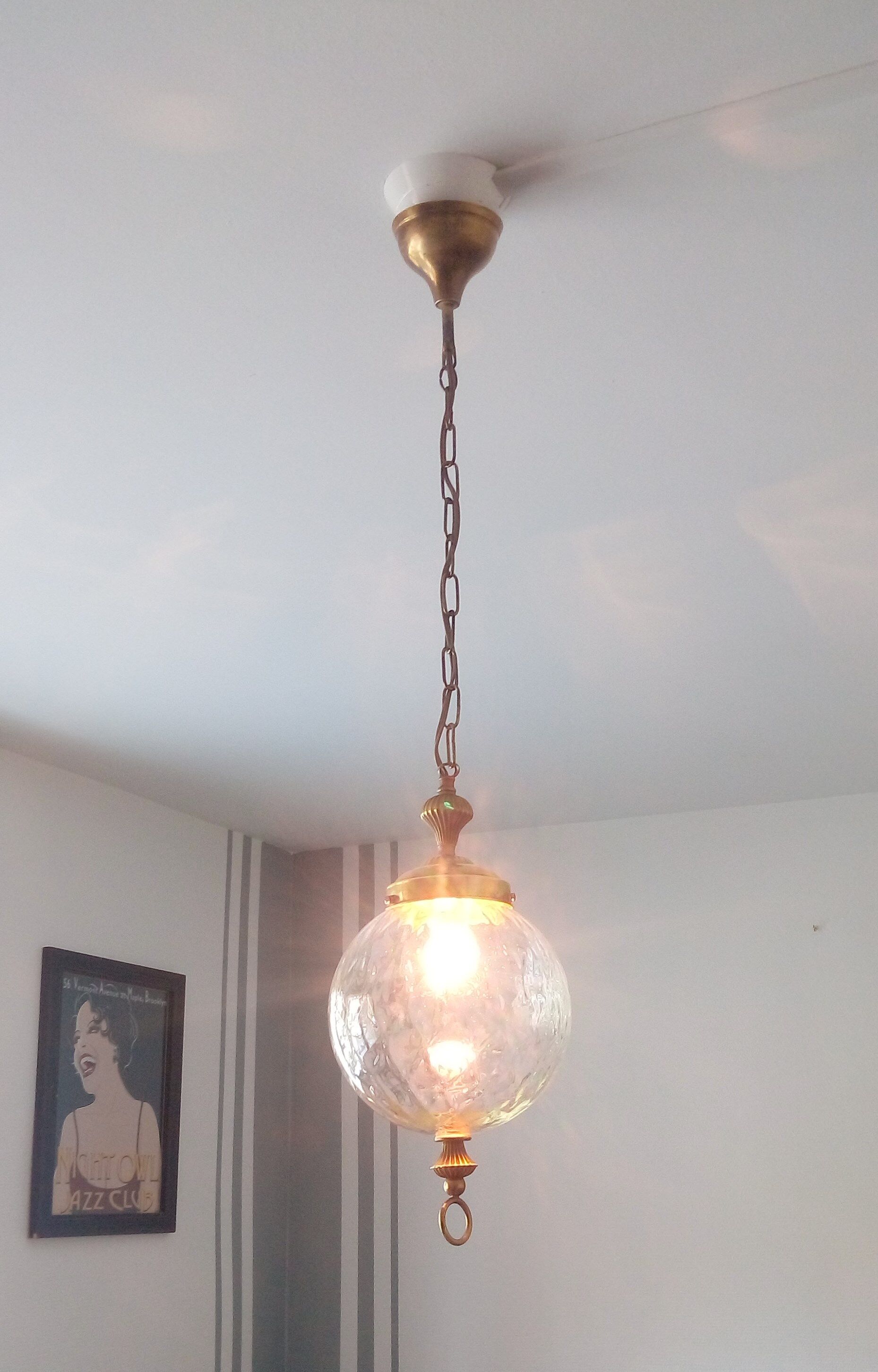Oldhangingentry - brass & glass - 50s ball Lantern