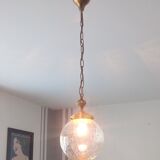 Suspension lanterne d'entrée- laiton & boule verre années 50