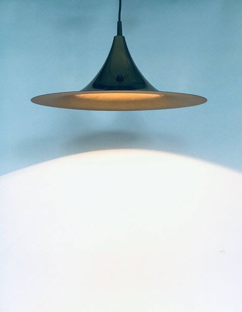 Postmodern Witch Hat Gold Pendant Lamp, 1980s