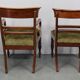 French Art Deco walnut dining chair set with armchairs, France 1930s