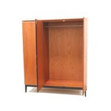 Vintage 3-door wardrobe with hanging rail and shelves, dating from the 1960s