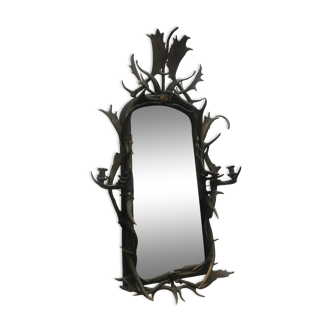 Miroir en bois véritable de la forêt-noire avec lumières