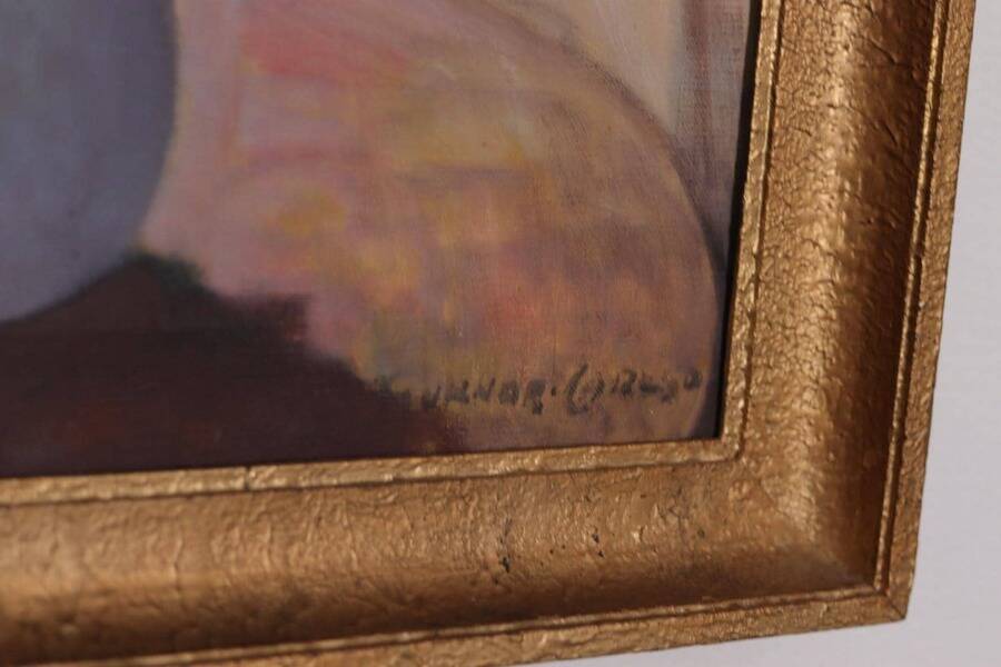 Original Swedish oil on canvas – “Flowers” by Gunnar Larsson – vintage & framed – 58 × 68 cm