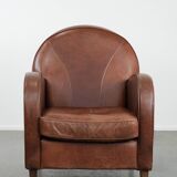Beautiful art deco design armchair made of cowhide leather in English style