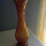 Vintage Ancien Vase En Verre d'Empoli Pointes Diamant