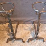 Paire de landiers, chenets à godets XIXème