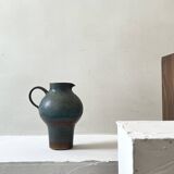 Brownish blue ceramic vase signed AH, France 1950.