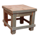 Old workshop bedside table in original blue patina Burmese teak