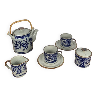 Vintage tea set for 2 people with flower pattern
