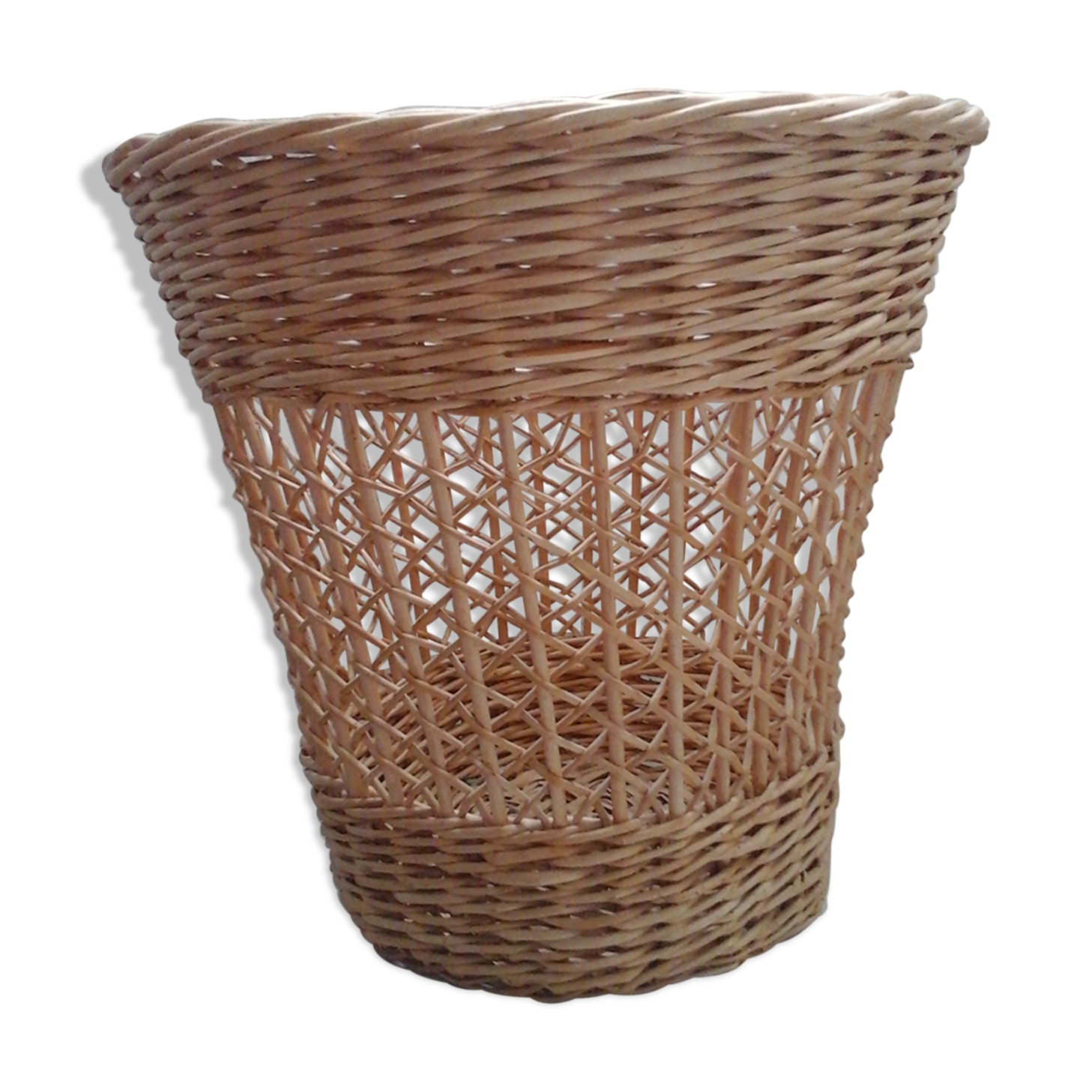 Wicker wastebasket 70s