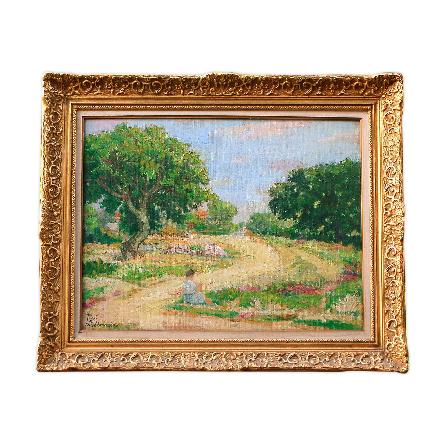 Landscape to the woman sitting in the grass of Paul Alex Deschmacker